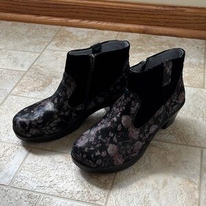 Alegria Black Floral Ankle Booties
